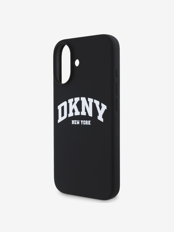 DKNY DKNY Folyékony szilikon íves logós MagSafe hátlap iPhone 16 Plus készülékhez Fekete