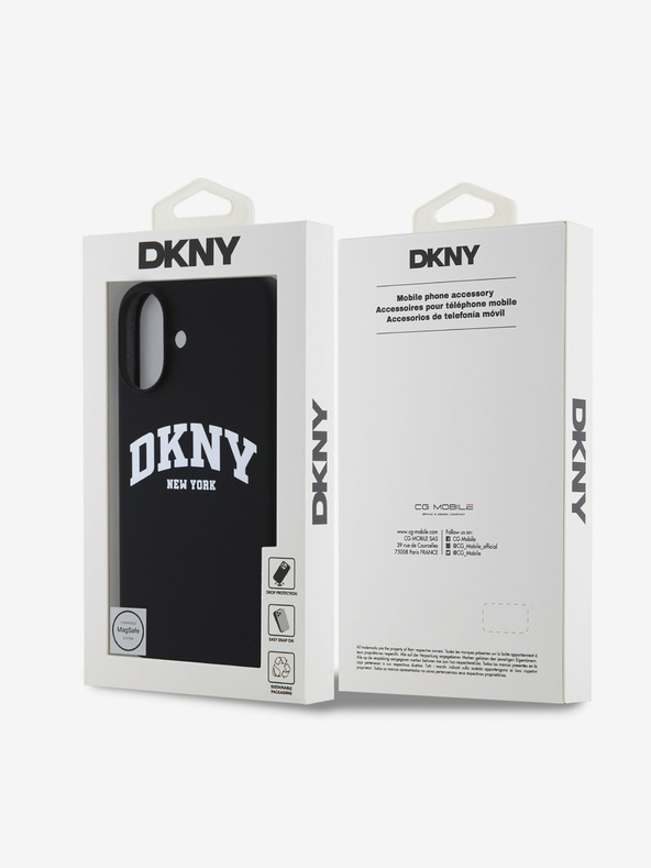 DKNY DKNY Folyékony szilikon íves logós MagSafe hátlap iPhone 16 Plus készülékhez Fekete