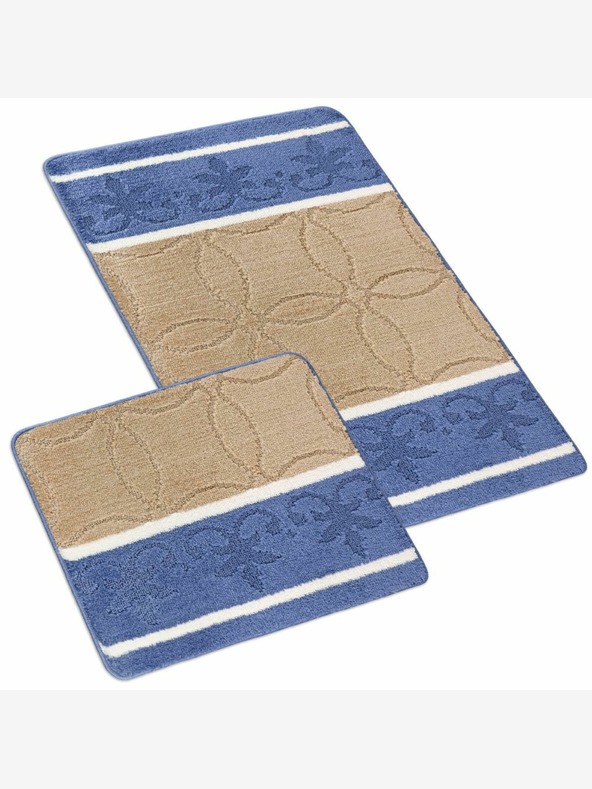 Bellatex Fürdőszoba és WC szőnyeg dísz kék és bézs Bellatex