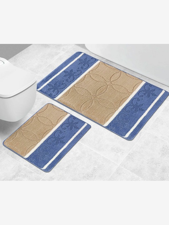 Bellatex Fürdőszoba és WC szőnyeg dísz kék és bézs Bellatex