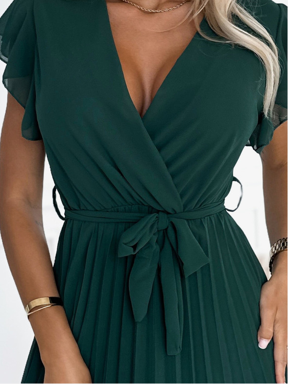 numoco Sifon fodros, fodros nyakkivágású ruha - zöld Numoco