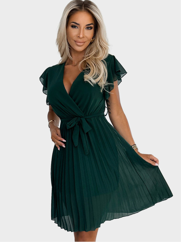 numoco Sifon fodros, fodros nyakkivágású ruha - zöld Numoco