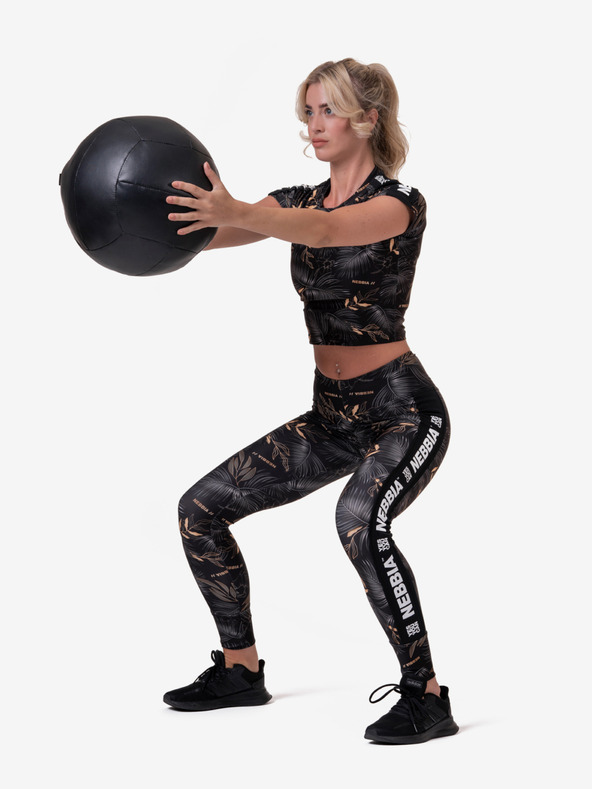 Nebbia Fekete női mintás, rövidre szabott póló Nebbia