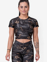 Nebbia Fekete női mintás, rövidre szabott póló Nebbia