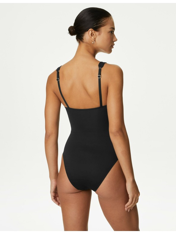 Marks & Spencer Nyakkivágású hasformáló fürdőruha Marks & Spencer fekete