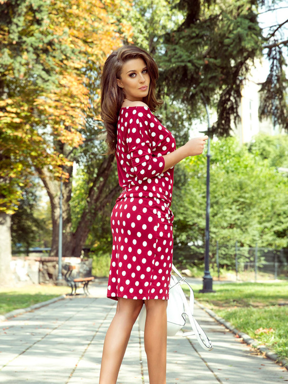 numoco Sportos ruha nyakkendővel és zsebekkel - bordó + pöttyös Numoco Numoco