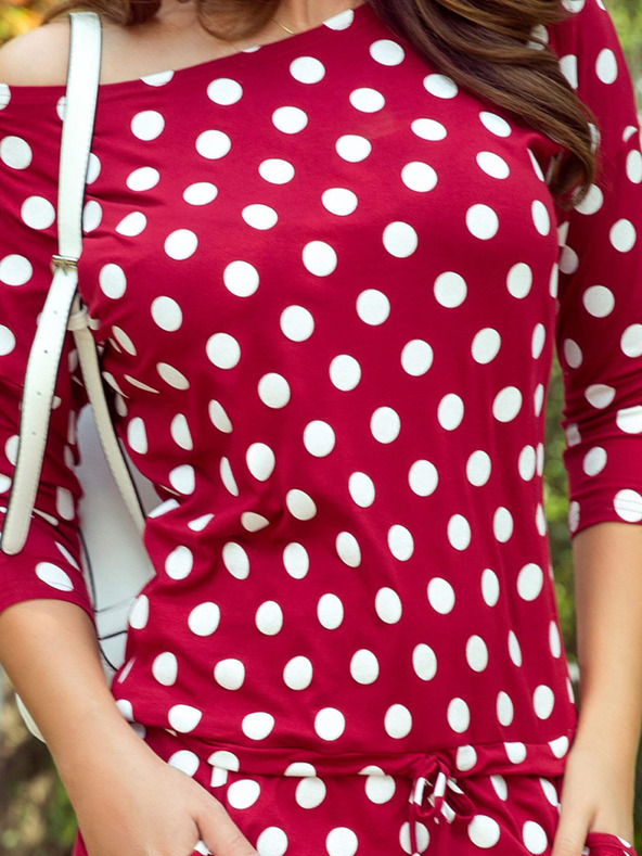 numoco Sportos ruha nyakkendővel és zsebekkel - bordó + pöttyös Numoco Numoco