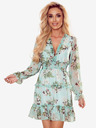 numoco Sifon ruha fodrokkal és széles elasztikus pánttal - virágok zöld alapon Numoco