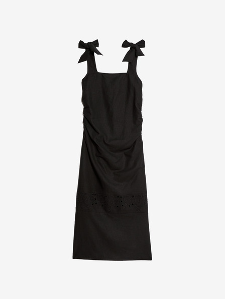 Marks & Spencer Folyékony midi ruha, magas vászon hímzéssel Marks & Spencer fekete