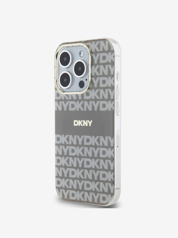 DKNY PC/TPU ismétlődő mintás tonális csíkos Magsafe hátlap az iPhone 13 Pro bézs színű iPhone 13 Pro-hoz DKNY