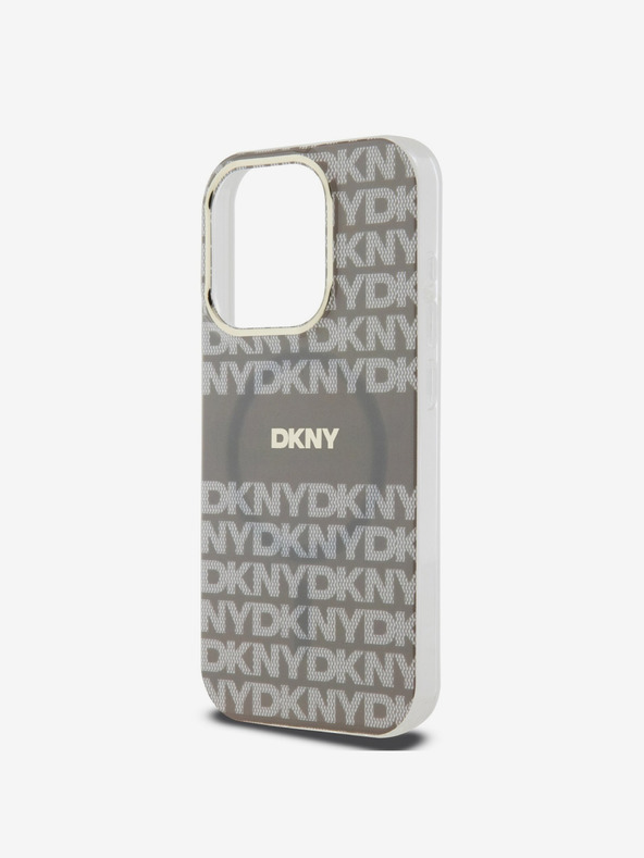 DKNY PC/TPU ismétlődő mintás tonális csíkos Magsafe hátlap az iPhone 13 Pro bézs színű iPhone 13 Pro-hoz DKNY