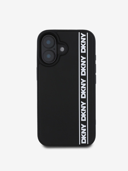 DKNY DKNY 3D gumi ismétlődő logós vonalas hátsó borító iPhone 16-hoz Fekete
