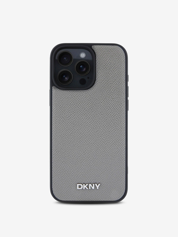 DKNY PU Leather Silver Metal Logo Magsafe iPhone 16 Pro Grey Telefontok