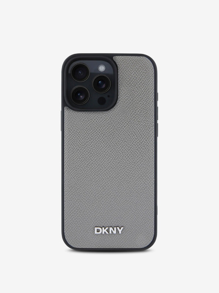 DKNY PU Leather Silver Metal Logo Magsafe iPhone 16 Pro Grey Telefontok
