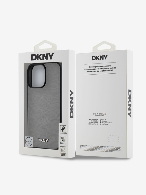 DKNY PU Leather Silver Metal Logo Magsafe iPhone 16 Pro Grey Telefontok