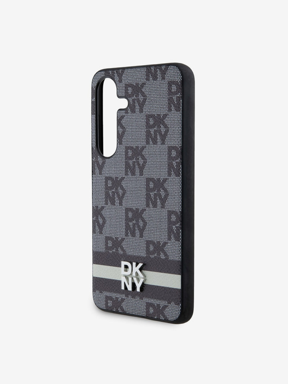 DKNY DKNY PU bőrből készült kockás mintás és csíkos hátlapi borító Samsung Galaxy S24+ fekete