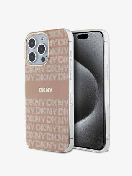 DKNY PC/TPU ismétlődő mintás, tónusos csíkos Magsafe hátlap iPhone 15 Pro Max készülékhez Rózsaszín DKNY