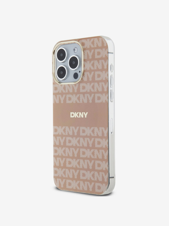 DKNY PC/TPU ismétlődő mintás, tónusos csíkos Magsafe hátlap iPhone 15 Pro Max készülékhez Rózsaszín DKNY