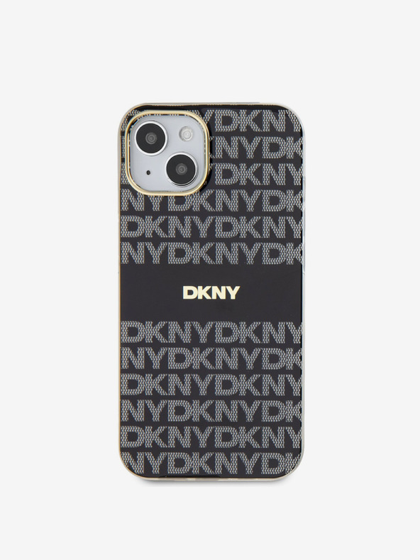 DKNY PC/TPU ismétlődő mintás, tónusos csíkos Magsafe hátlap iPhone 15 készülékhez Fekete DKNY