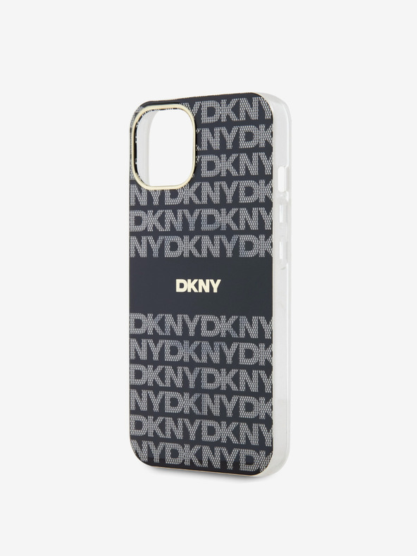 DKNY PC/TPU ismétlődő mintás, tónusos csíkos Magsafe hátlap iPhone 15 készülékhez Fekete DKNY