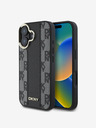 DKNY DKNY PU bőr kockás mintás Magsafe hátlapi borító iPhone 16-hoz Fekete