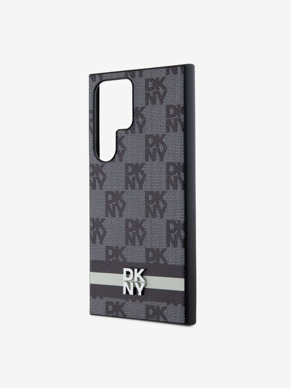 DKNY DKNY PU bőrből készült kockás mintás és csíkos hátlapi borító Samsung Galaxy S24 Ultra Fekete Fekete