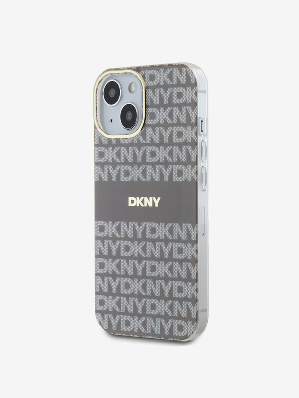 DKNY PC/TPU ismétlődő mintás, tónusos csíkos Magsafe hátlap iPhone 14 bézs DKNY