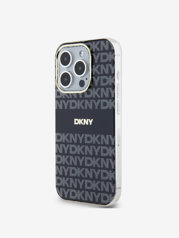 DKNY PC/TPU ismétlődő mintás, tónusos csíkos Magsafe hátlap iPhone 15 Pro Max-hoz Fekete DKNY