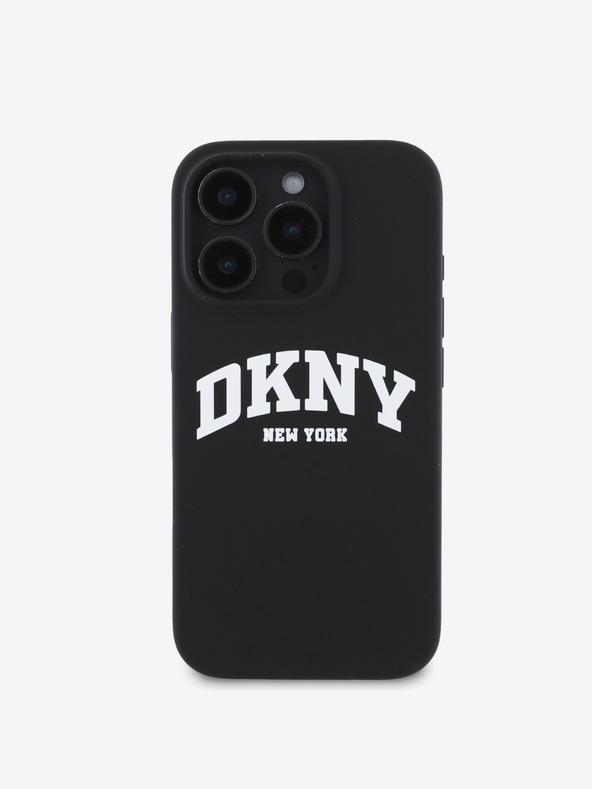 DKNY DKNY Folyékony szilikon íves logós MagSafe hátlapi borító iPhone 16 Pro fekete színű készülékhez