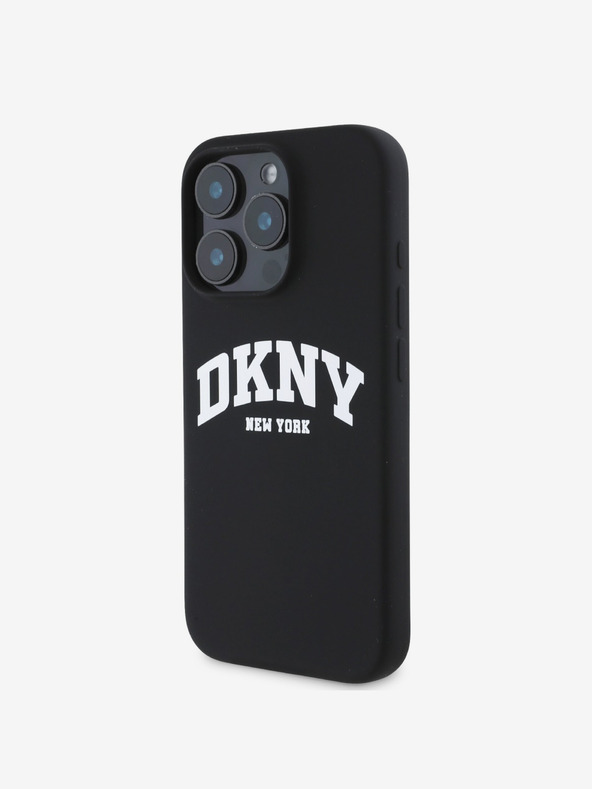 DKNY DKNY Folyékony szilikon íves logós MagSafe hátlapi borító iPhone 16 Pro fekete színű készülékhez