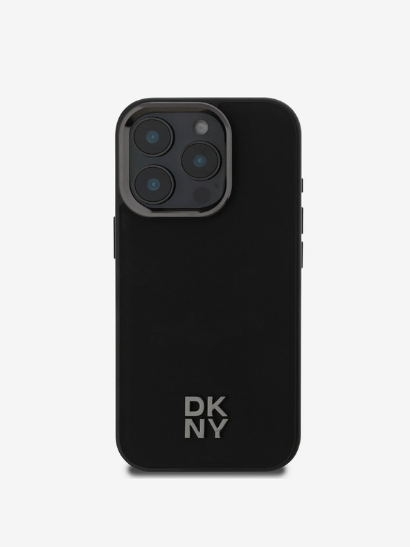 DKNY DKNY PU-bőr Stack Logo Magsafe hátlap iPhone 16 Pro Max fekete iPhone 16 Pro Maxhoz