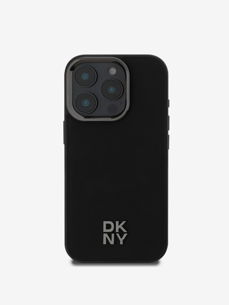 DKNY DKNY PU-bőr Stack Logo Magsafe hátlap iPhone 16 Pro Max fekete iPhone 16 Pro Maxhoz