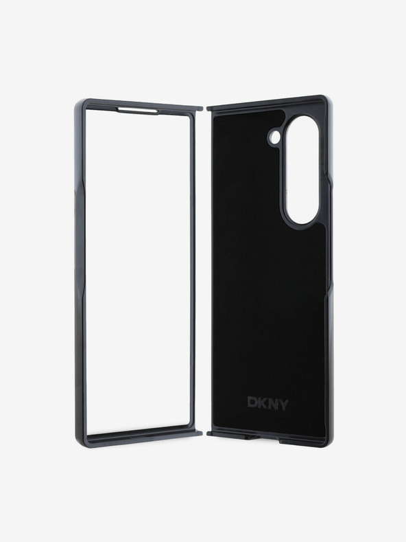 DKNY DKNY PU bőrből készült kockás mintás és csíkos hátlapi borító Samsung Galaxy Z Fold 6-hoz Fekete