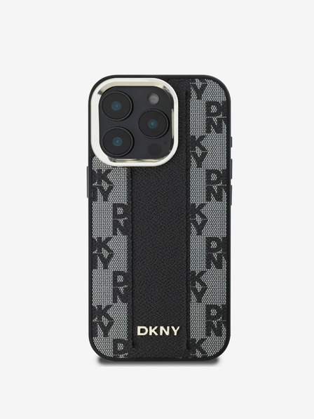 DKNY DKNY PU bőrből készült kockás mintás Magsafe hátlap iPhone 16 Pro Max készülékhez Fekete
