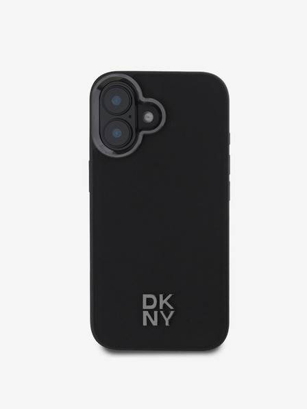 DKNY DKNY PU-bőr Stack Logo Magsafe hátlap iPhone 16-hoz Fekete