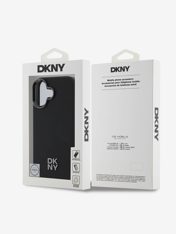 DKNY DKNY PU-bőr Stack Logo Magsafe hátlap iPhone 16-hoz Fekete