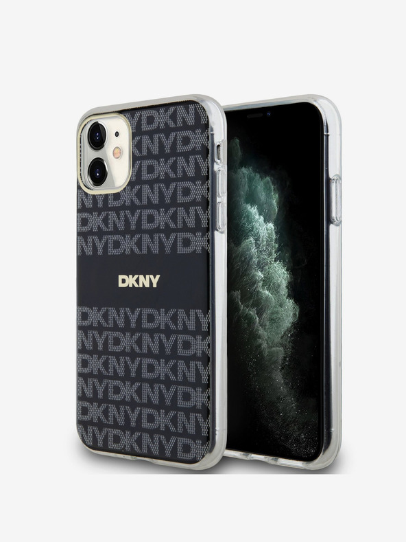 DKNY PC/TPU ismétlődő mintás tonális csíkos Magsafe hátlap az iPhone 11 fekete DKNY számára