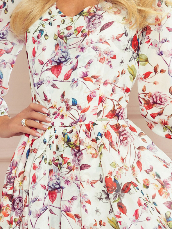 numoco Nyakkivágású ruha - színes virágok világos alapon Numoco ZOE