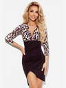 numoco Aszimmetrikus hosszú ujjú ruha nyakkivágással - leopárdmintás Numoco ELISA