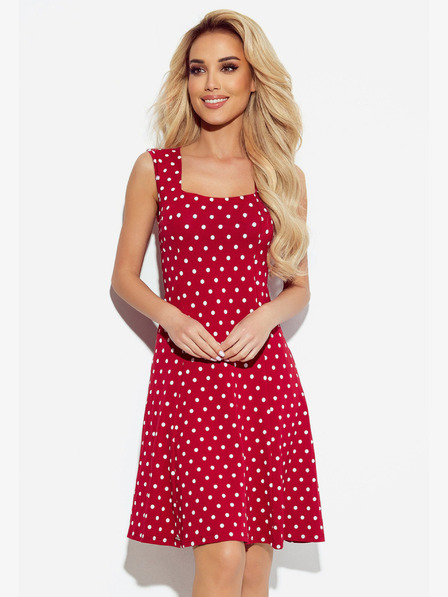 numoco Nyakkivágású ruha - gesztenyebarna pöttyös Numoco STELLA