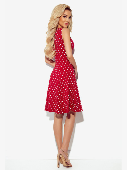 numoco Nyakkivágású ruha - gesztenyebarna pöttyös Numoco STELLA