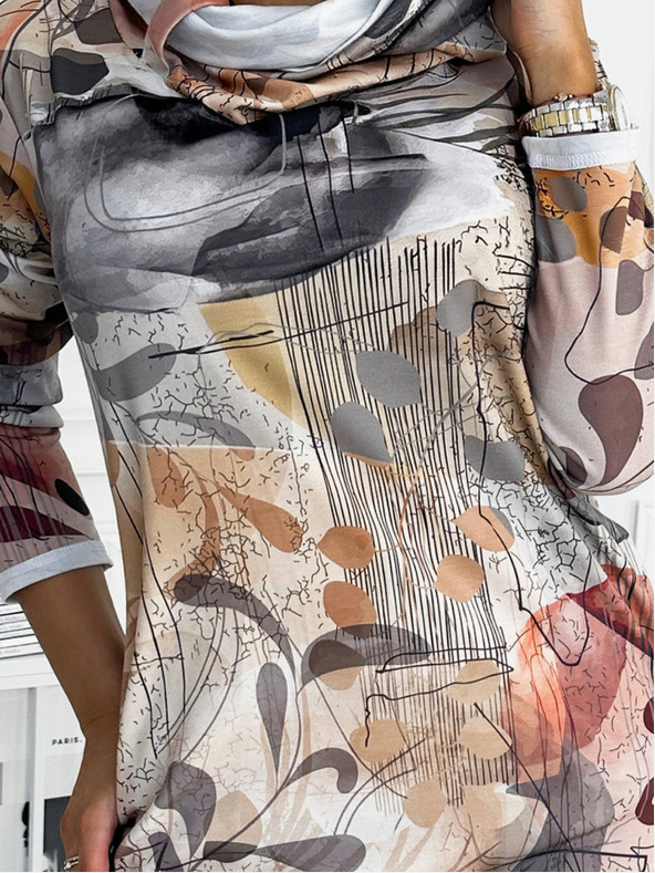 numoco Turtleneck pulóver ruha - Ezüstbarna Numoco IRENE