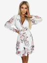 numoco Női ruha zsebkendőnyakkivágással és övvel - fehér rózsákkal Numoco ROSETTA