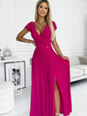 numoco Csillogó hosszú ruha dekoltázzsal - fukszia Numoco CRYSTAL