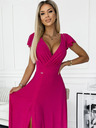 numoco Csillogó hosszú ruha dekoltázzsal - fukszia Numoco CRYSTAL