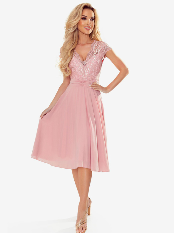 numoco Sifon ruha csipkés nyakkivágással - piszkos rózsaszín Numoco LINDA