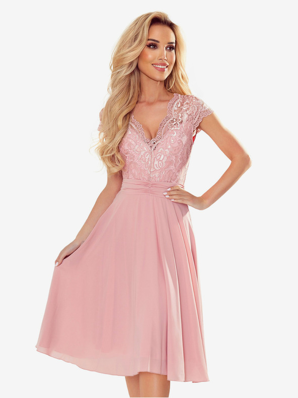 numoco Sifon ruha csipkés nyakkivágással - piszkos rózsaszín Numoco LINDA