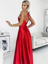 numoco Szatén hosszú ruha kivágott háttal - piros Numoco PERLA