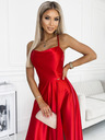 numoco Szatén hosszú ruha kivágott háttal - piros Numoco PERLA