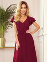 numoco Hosszú ruha nyakkivágással és fodrokkal - bordó Numoco LIDIA